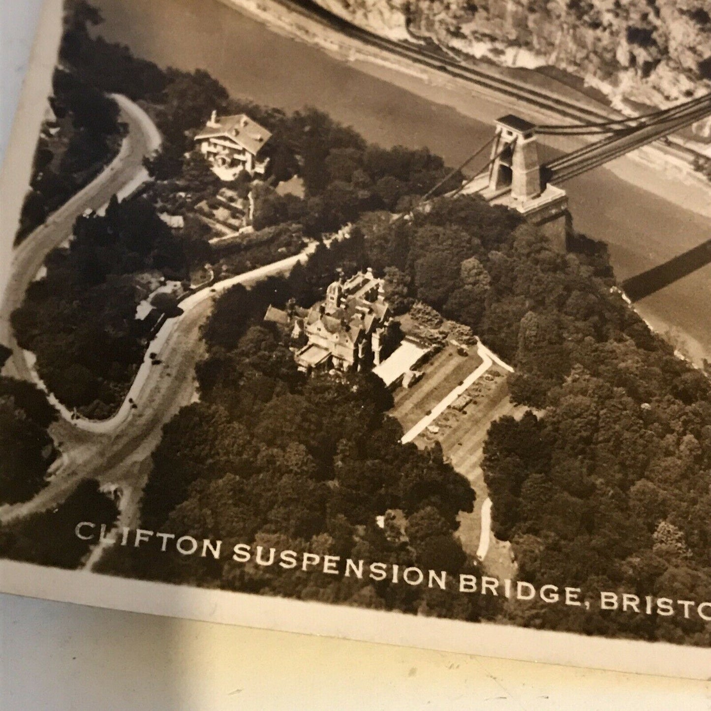 Vintage Postcard Clifton Suspension Bridge Bristol Aerial Photo RP Black White