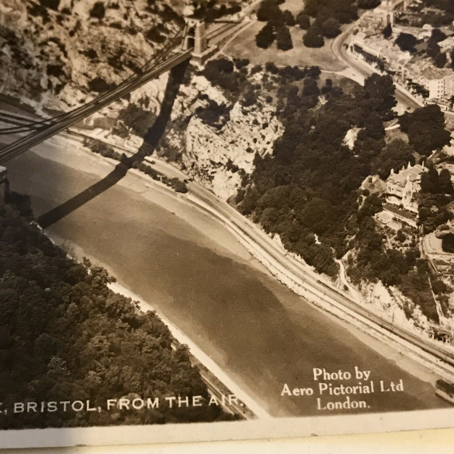 Vintage Postcard Clifton Suspension Bridge Bristol Aerial Photo RP Black White