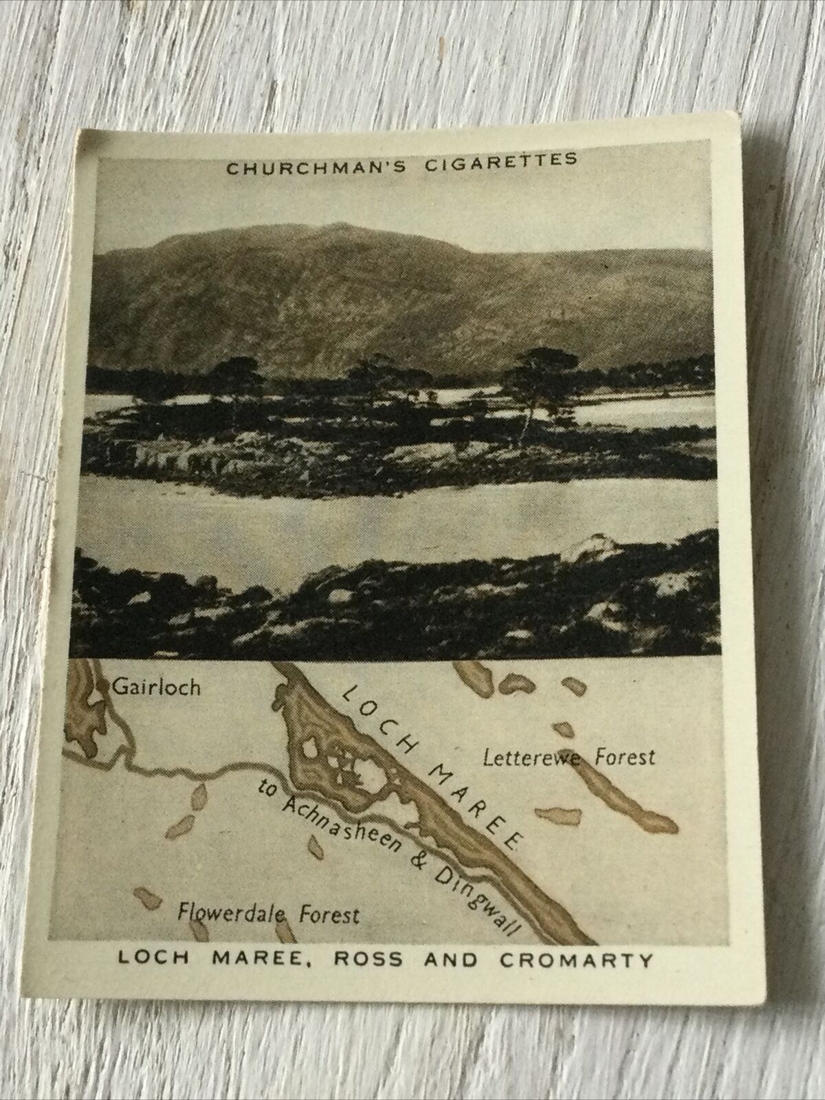 Loch Maree Ross & Cromarty Vintage Cigarette Card Holidays In Britain #47 Map