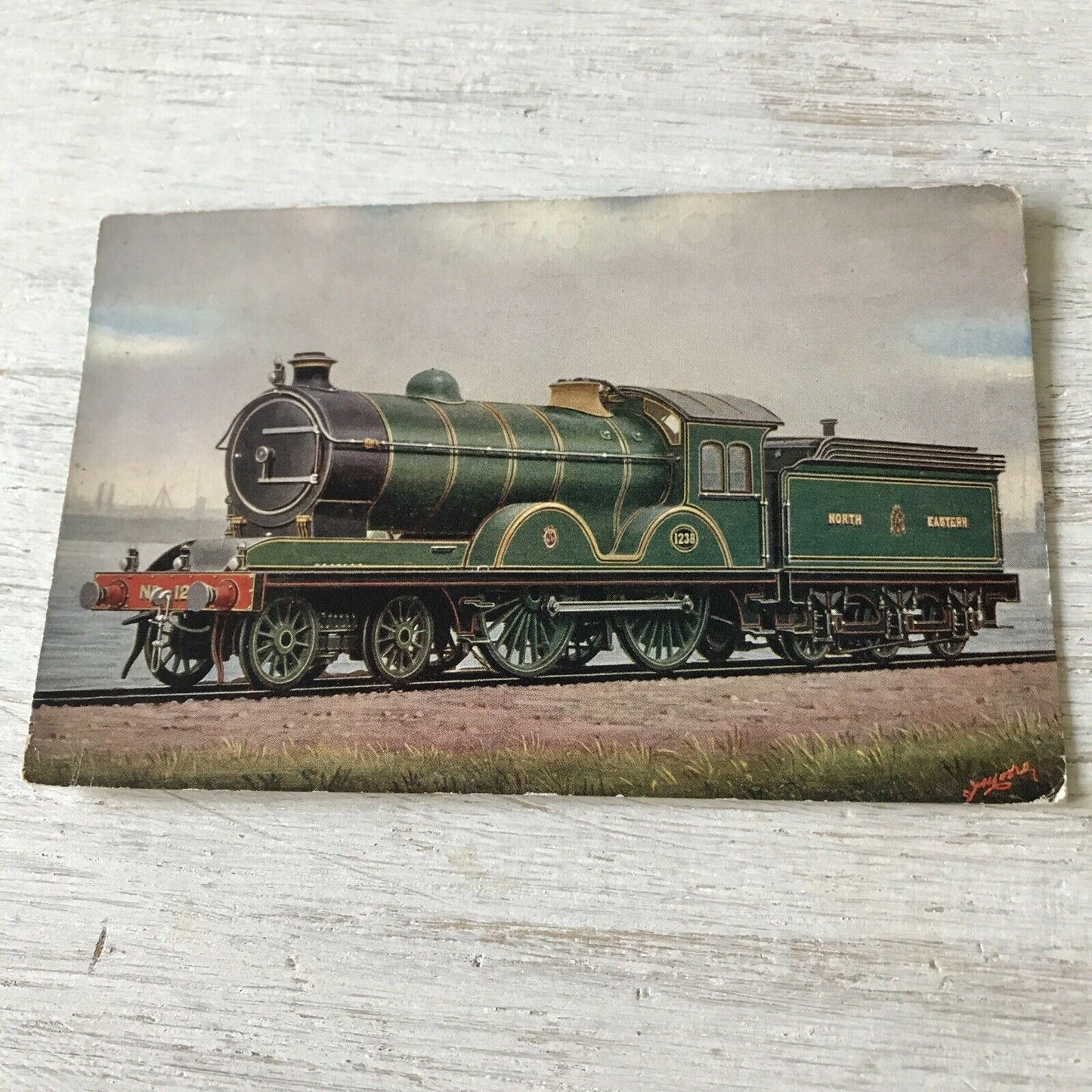 Vintage Train Postcard 4-4-0 Express Locomotive #1238 North Eastern Railway