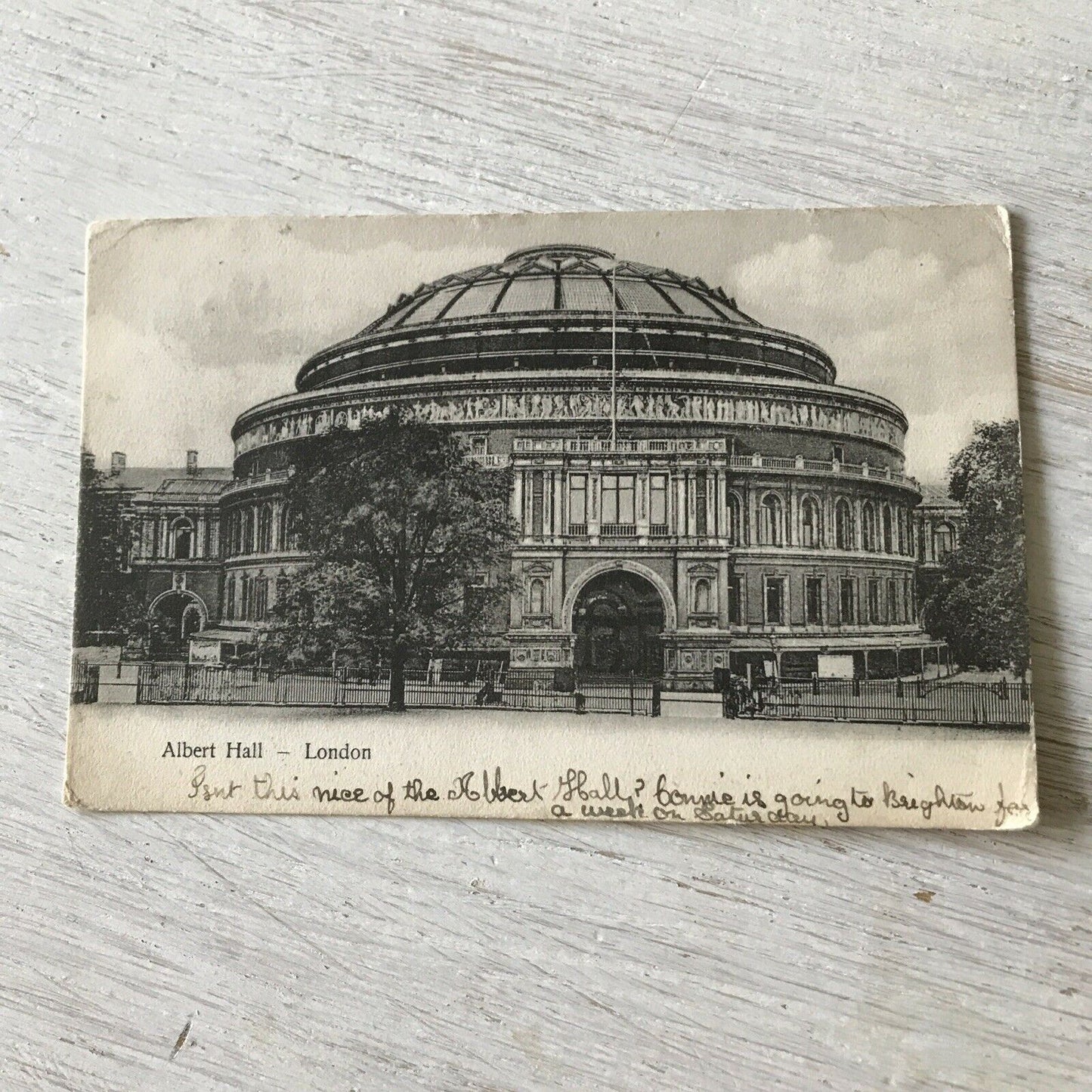 Vintage Antique Postcard Black And White 1904 Albert Hall London Posted