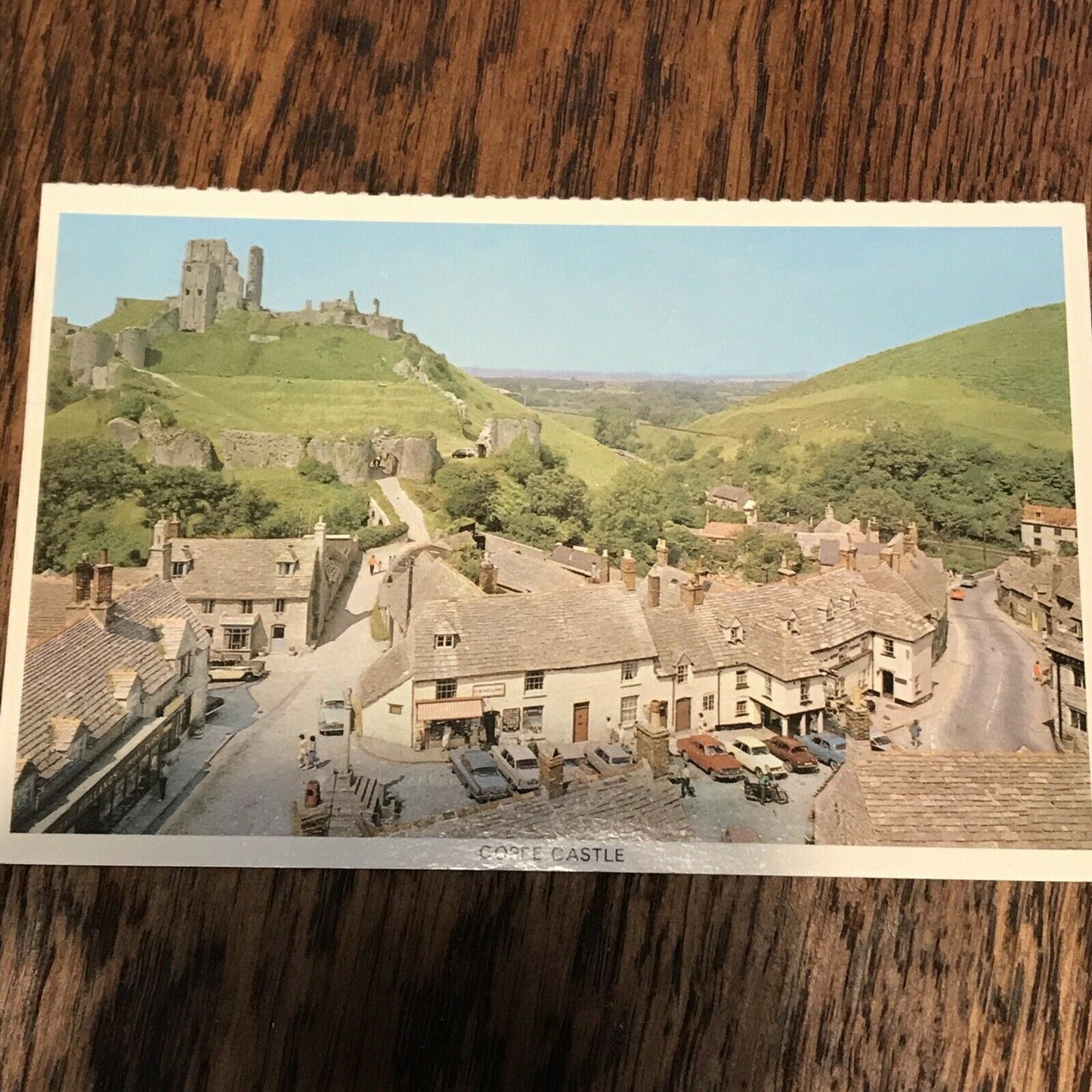 Old Postcard Corfe Castle Coloured Perforated Edge Colour master Unposted