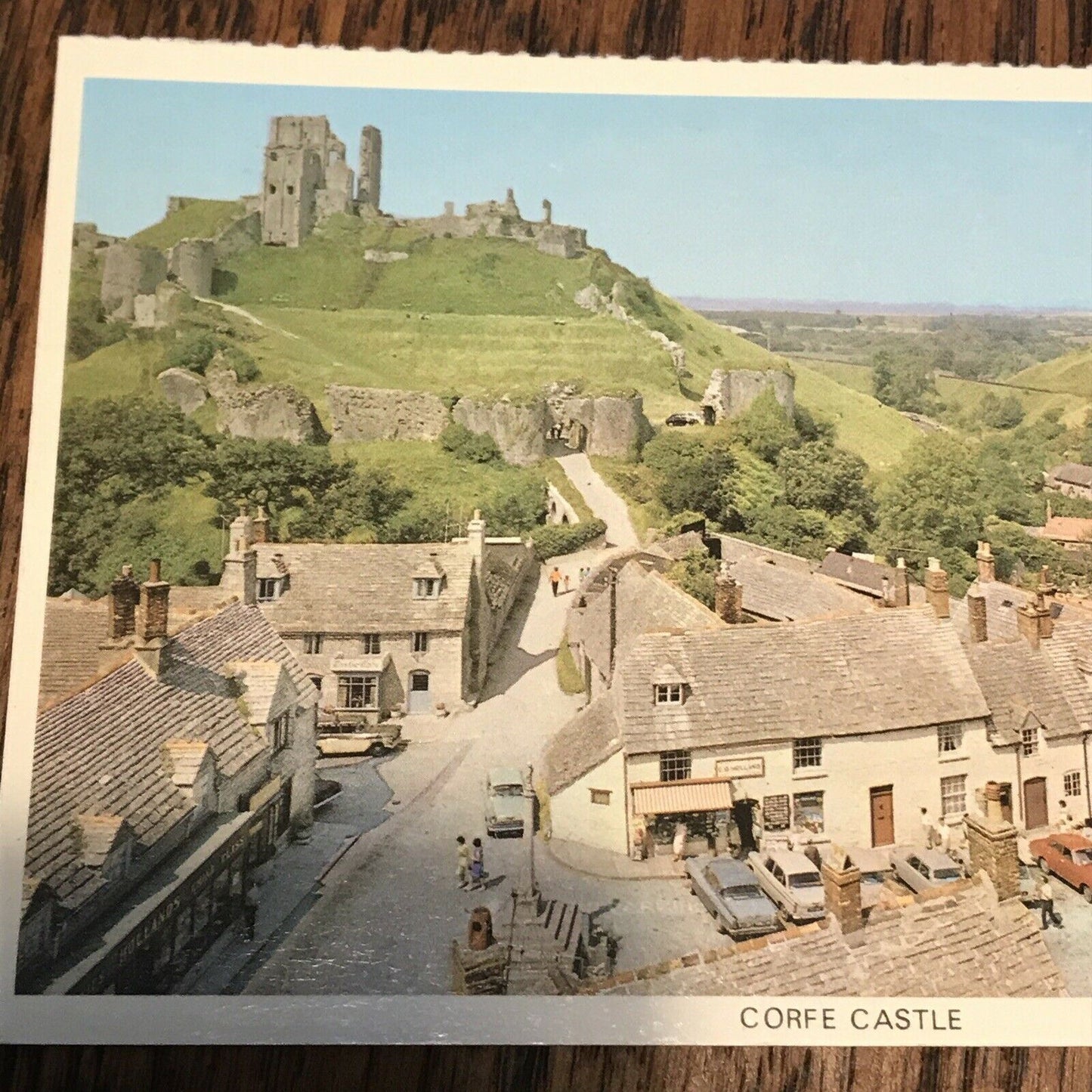 Old Postcard Corfe Castle Coloured Perforated Edge Colour master Unposted