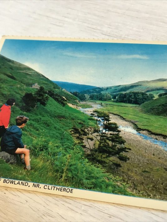 Old Postcard The Trough Of Bowland Clitheroe Stream Hills