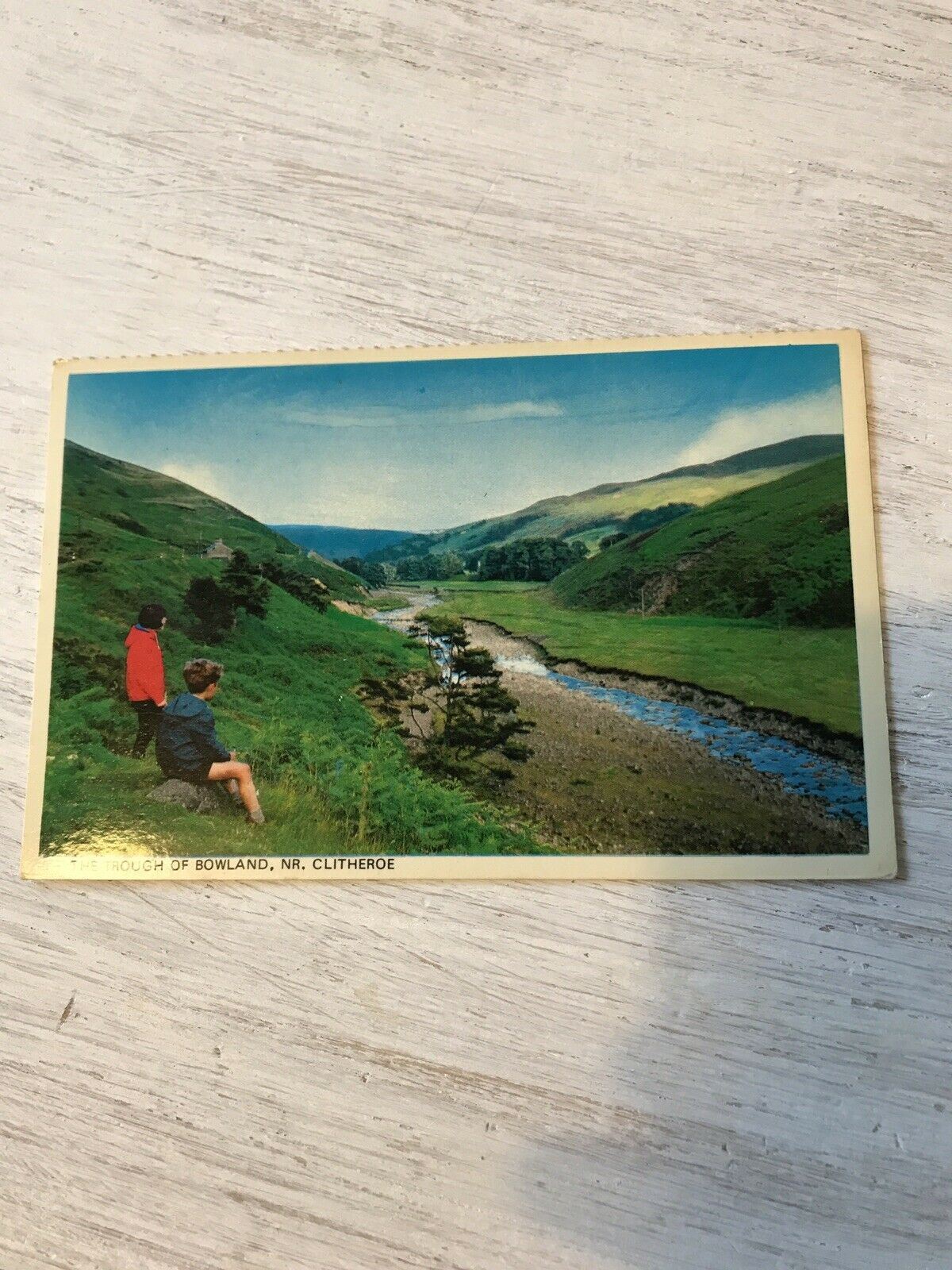 Old Postcard The Trough Of Bowland Clitheroe Stream Hills