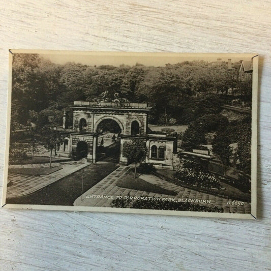 Vintage Postcard Entrance To Corporation Park Blackburn Sepiatype Valentine