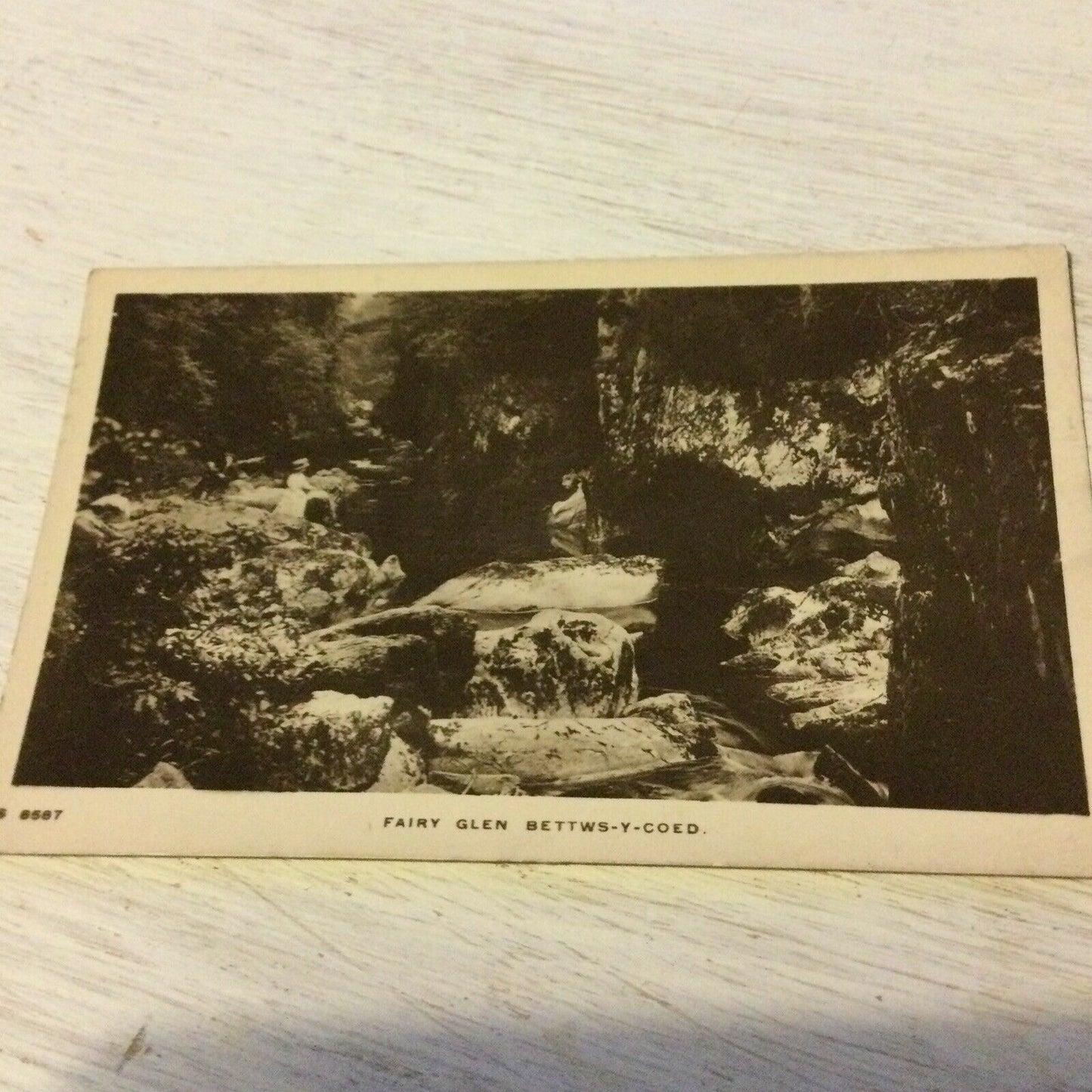 Vintage Postcard Fairy Glen Bettws-y-coed Wales Black & White photoRocks Grotto