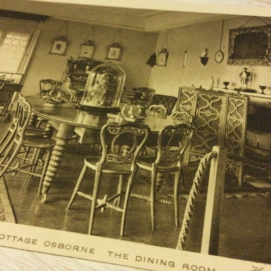 Vintage Postcard - Swiss Cottage At Osborne House - The Dining Room - Black And White - Unposted