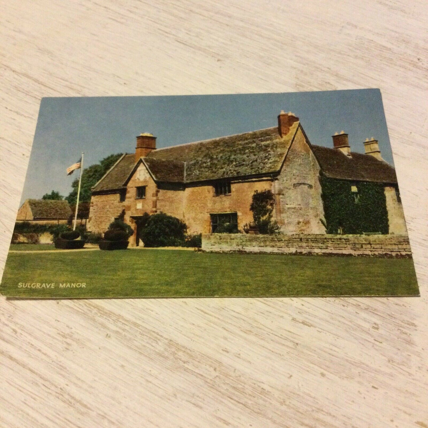 Old Postcard Sulgrave Manor American Flag