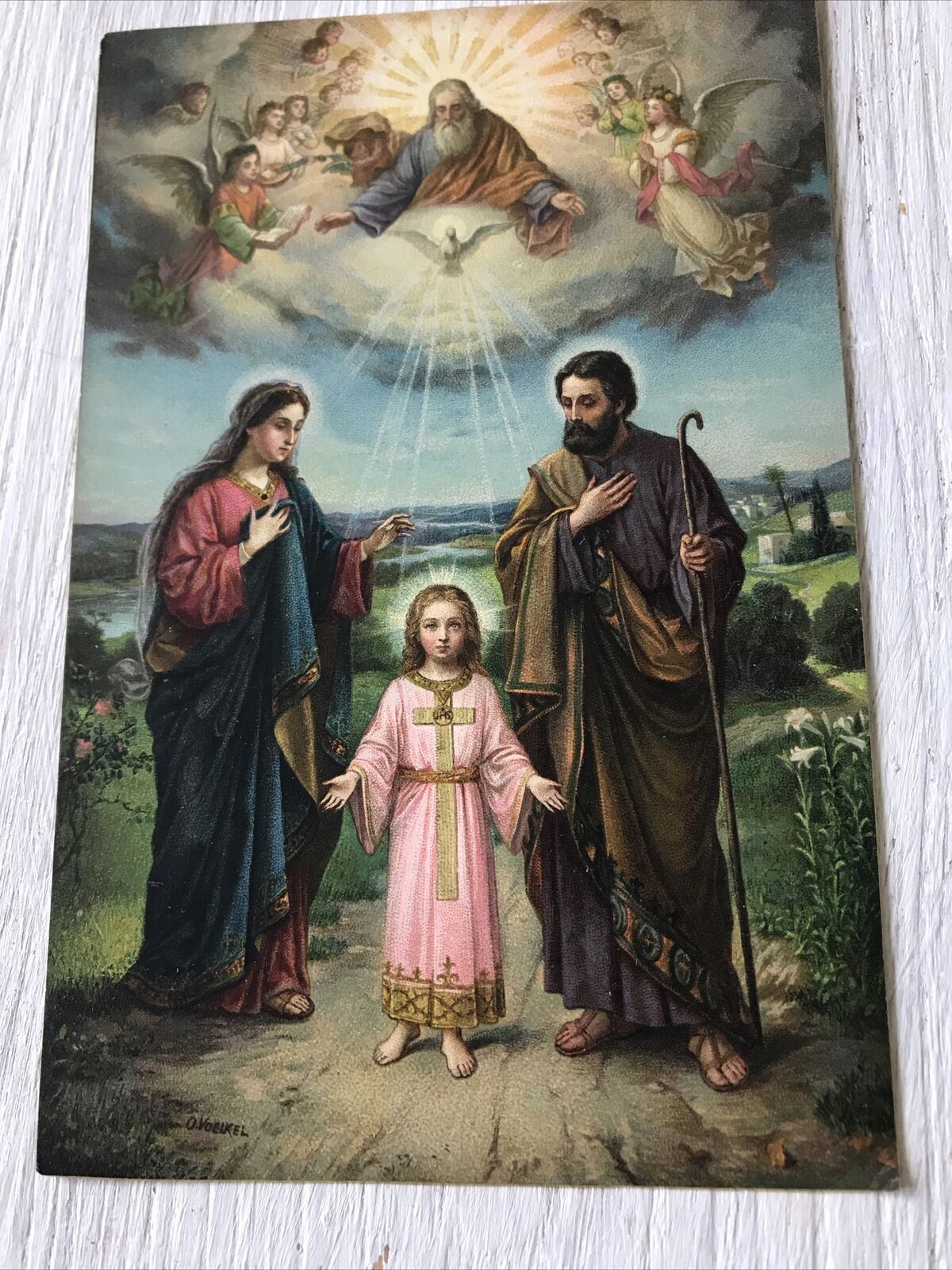 Vintage Postcard Religious Painting Holy Family Christianity Jesus Mary Joseph