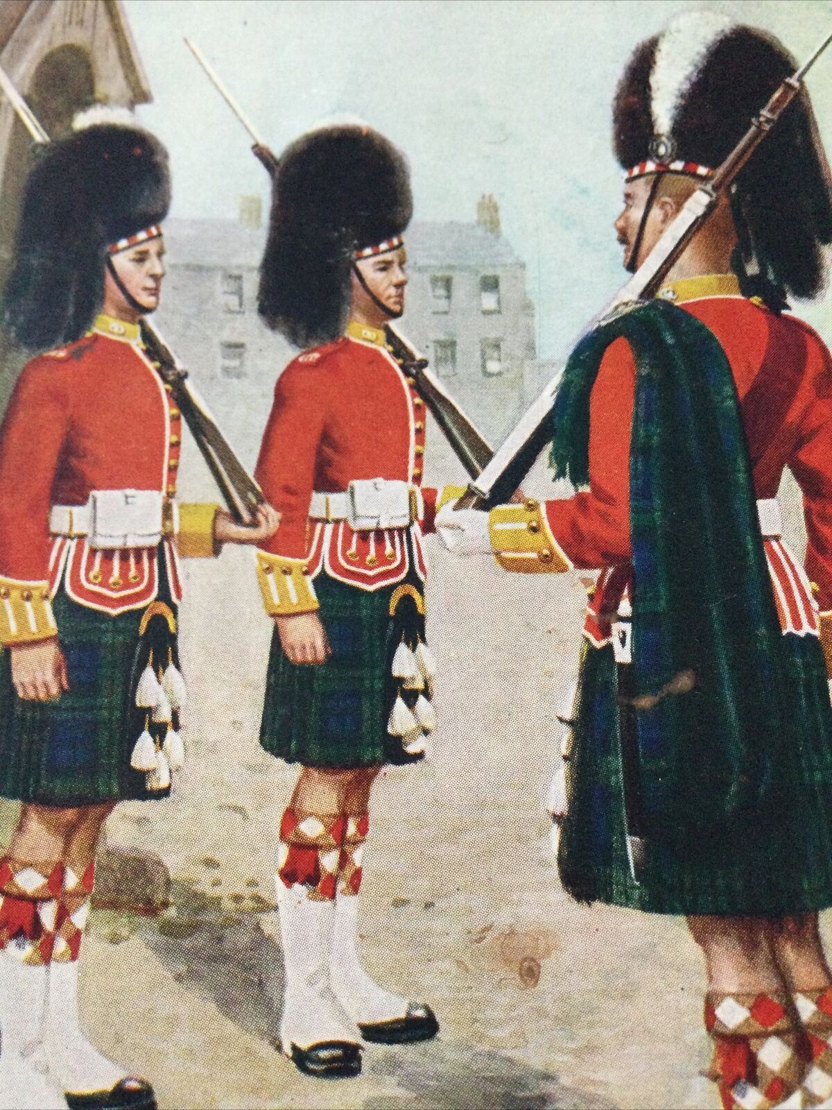 Vintage Postcard Argyll & Sutherland Highlanders Relieving Sentries Art Colour 1950s 1956