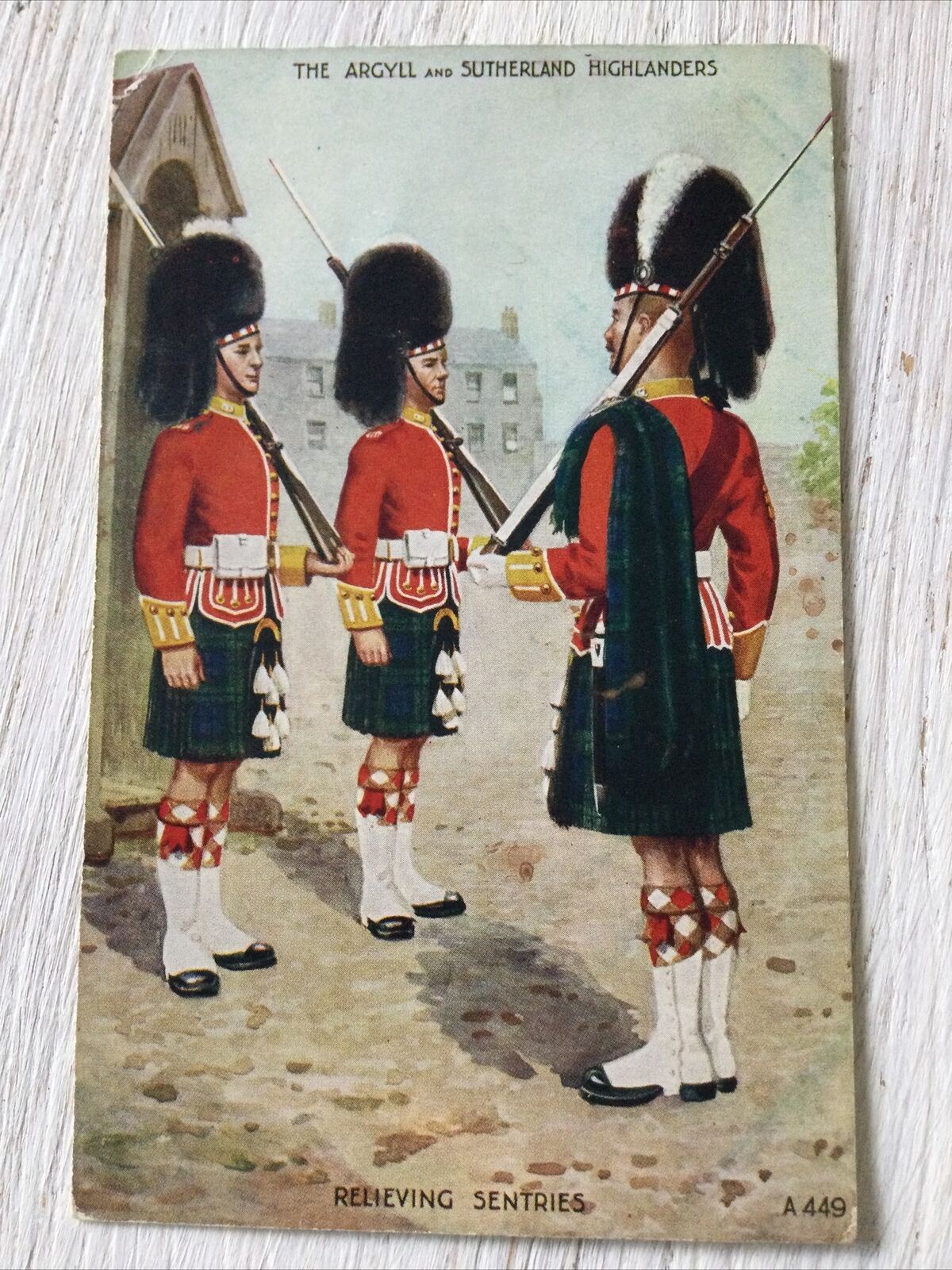 Vintage Postcard Argyll & Sutherland Highlanders Relieving Sentries Art Colour 1950s 1956