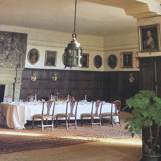 Postcard National Trust Hardwick Hall Derbyshire Dining Room Wood Panelled Walls