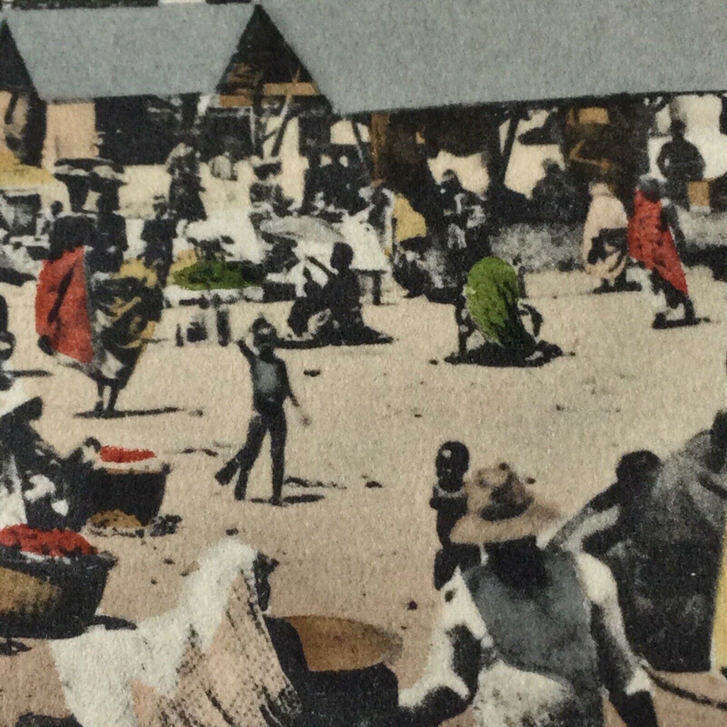 Vintage Tinted Postcard West Africa Markt Cape Coast Castle.