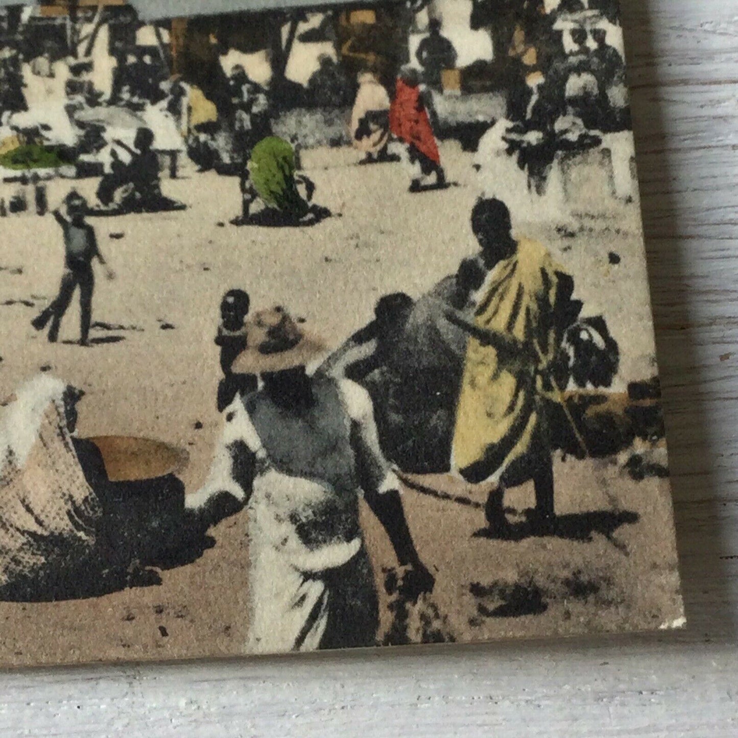 Vintage Tinted Postcard West Africa Markt Cape Coast Castle.