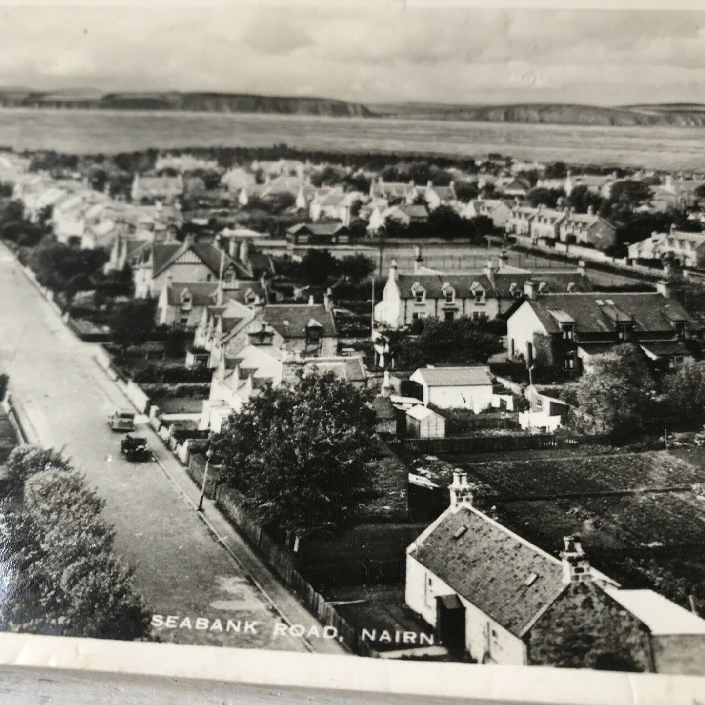 Vintage Postcard Seabank Road Nairn Black & White Sea View Town Cliffs