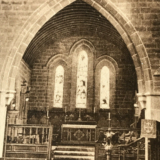 Vintage Sepia Postcard Eyam Church Derbyshire Interior