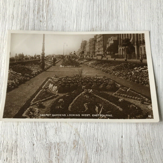 Vintage Sepia Postcard Eastbourne Carpet Gardens RP Promenade