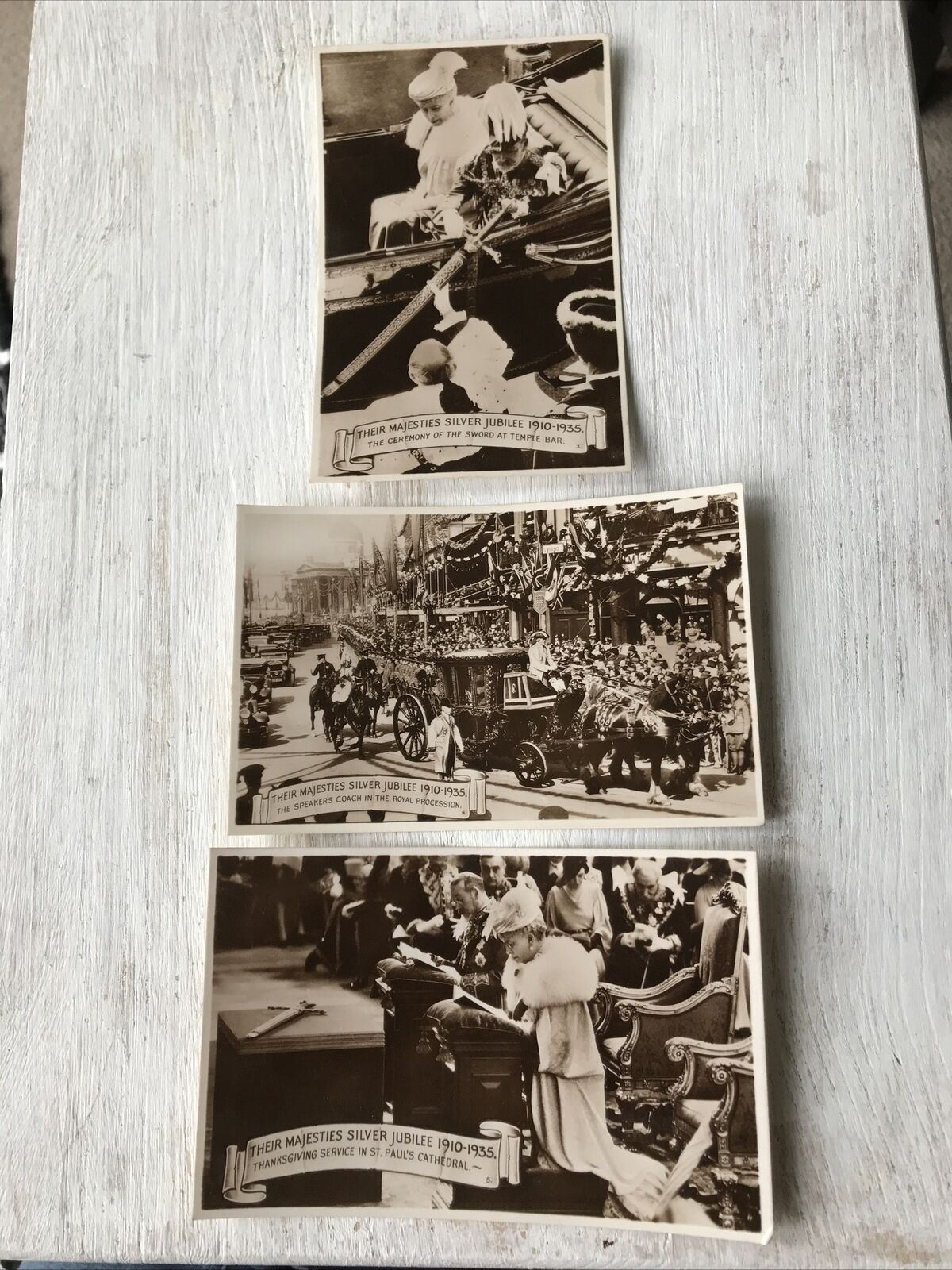 Set Of 3 Vintage RP Postcards Their Majesties Silver Jubilee 1910-1935 Procession