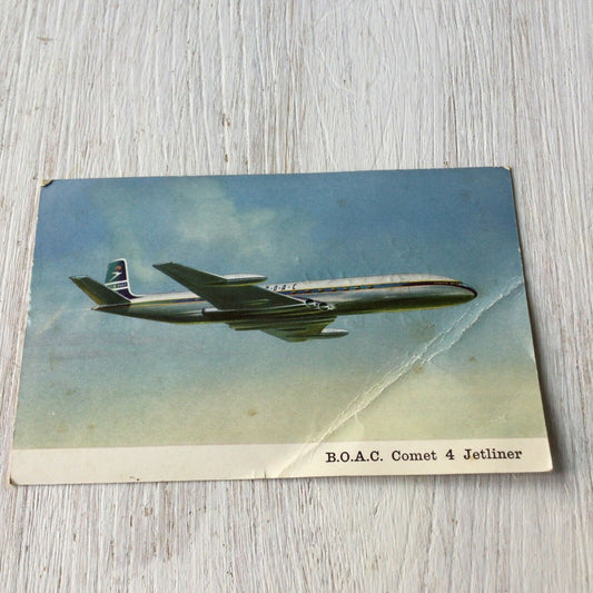 Postcard BOAC Comet 4 Jetliner De Havilland Aircraft Company Plane Rolls Royce