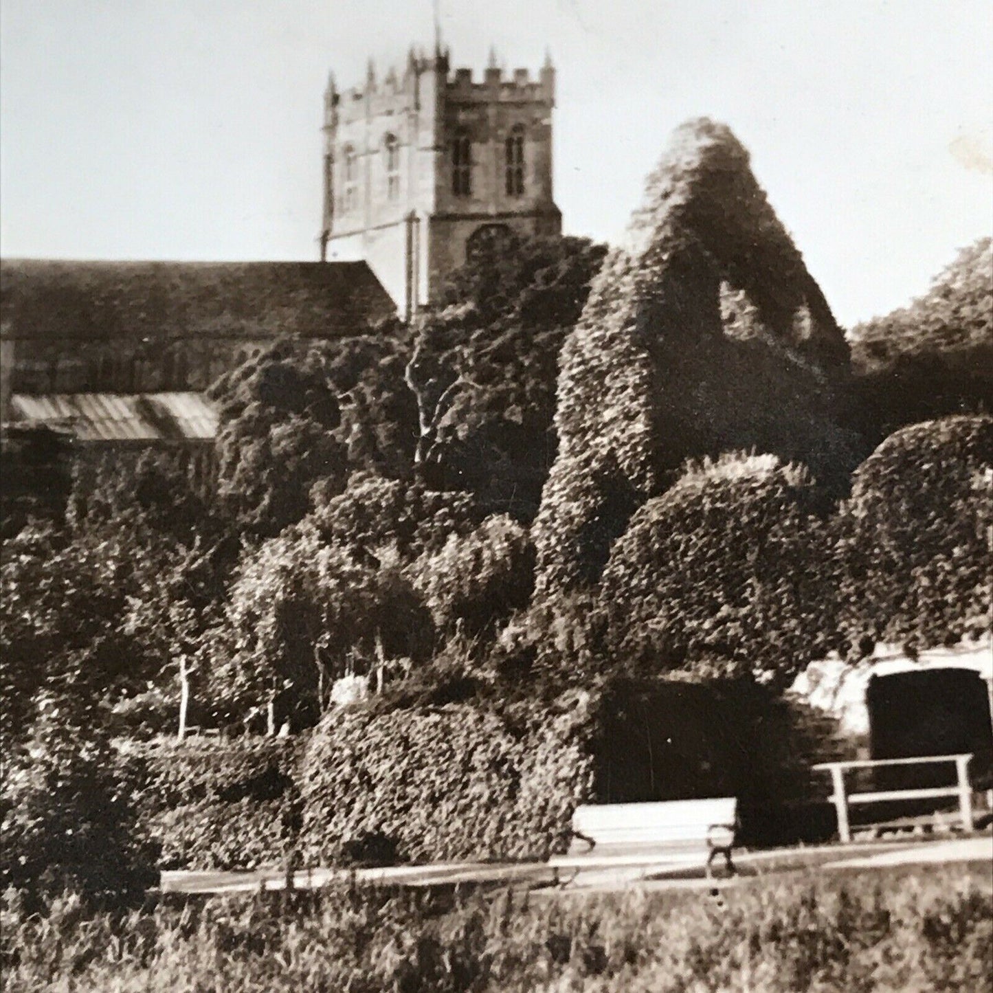 Vintage Postcard RP Christchurch The River & Priory Black & White Sun Ray Series