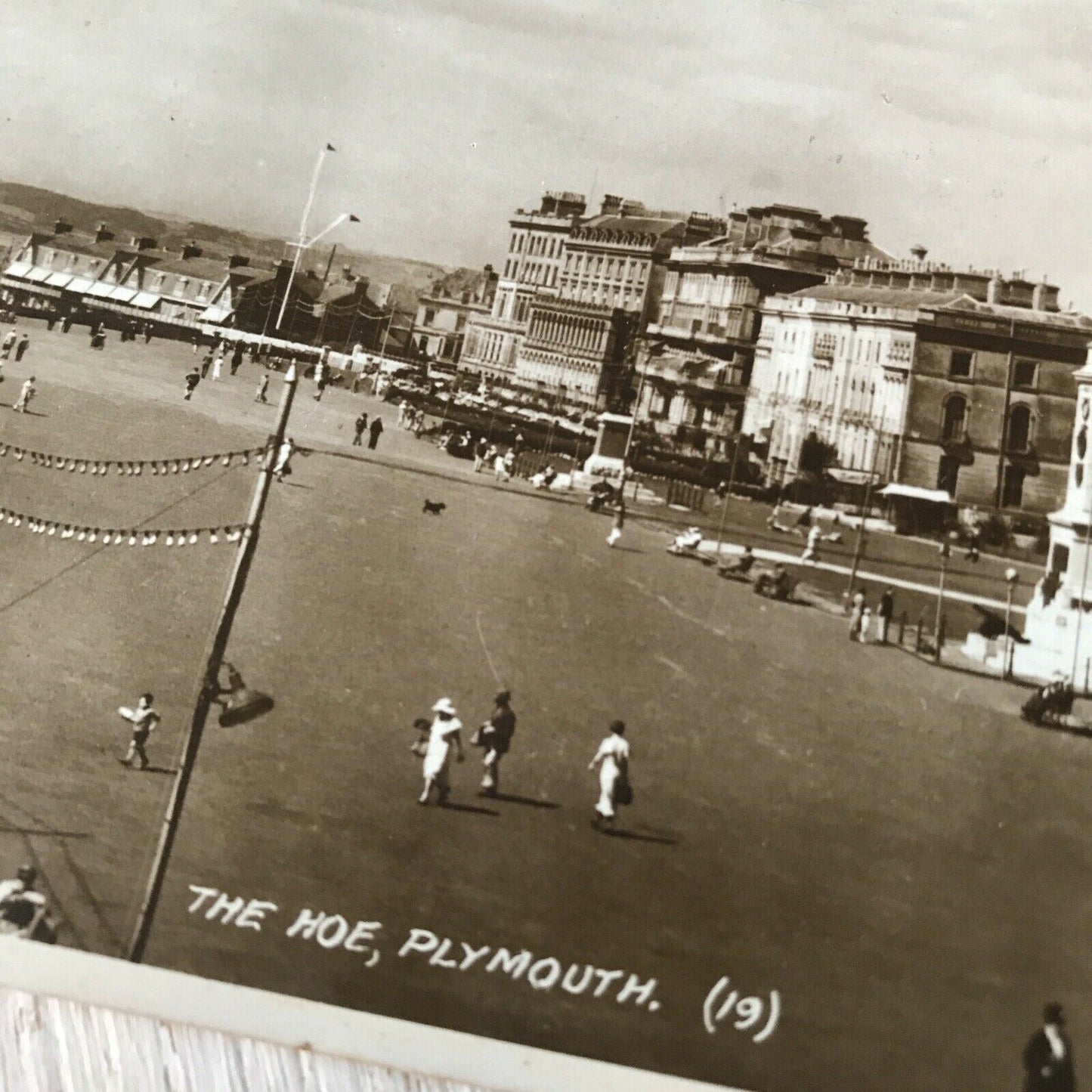 Vintage Postcard Plymouth Hoe Promenade Black And White Sepia