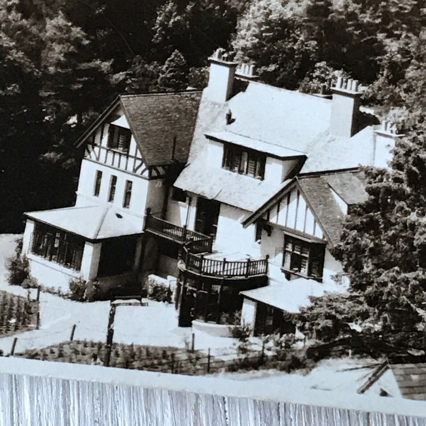 Vintage Postcard Real Photo Hunters Inn North Devon Hills & Valley Woods Scenic