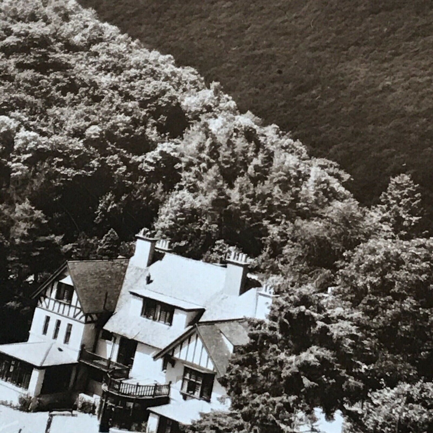 Vintage Postcard Real Photo Hunters Inn North Devon Hills & Valley Woods Scenic