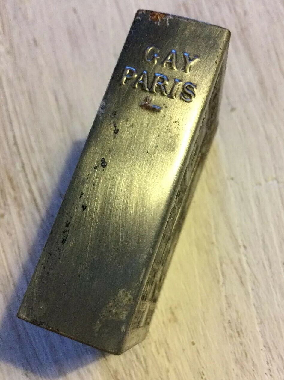 Vintage Matchbox Holder Metal GAY PARIS Souvenir Eiffel with Vintage Matchbox