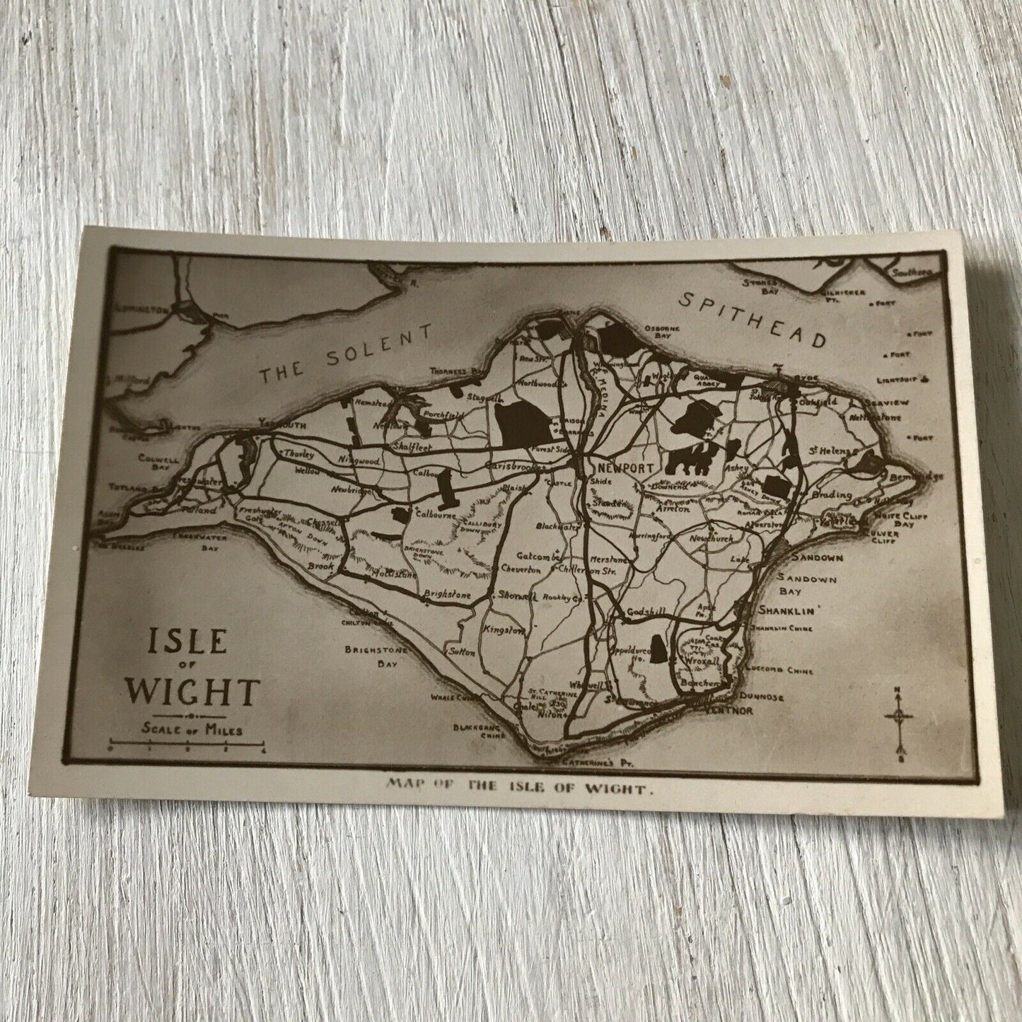 Isle Of Wight Memorabilia Vintage Postcard Map Of The Island The Solent Spithead