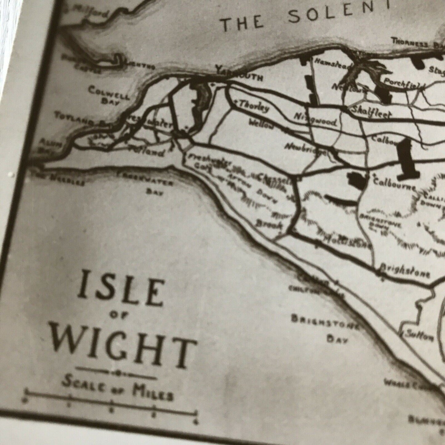 Isle Of Wight Memorabilia Vintage Postcard Map Of The Island The Solent Spithead