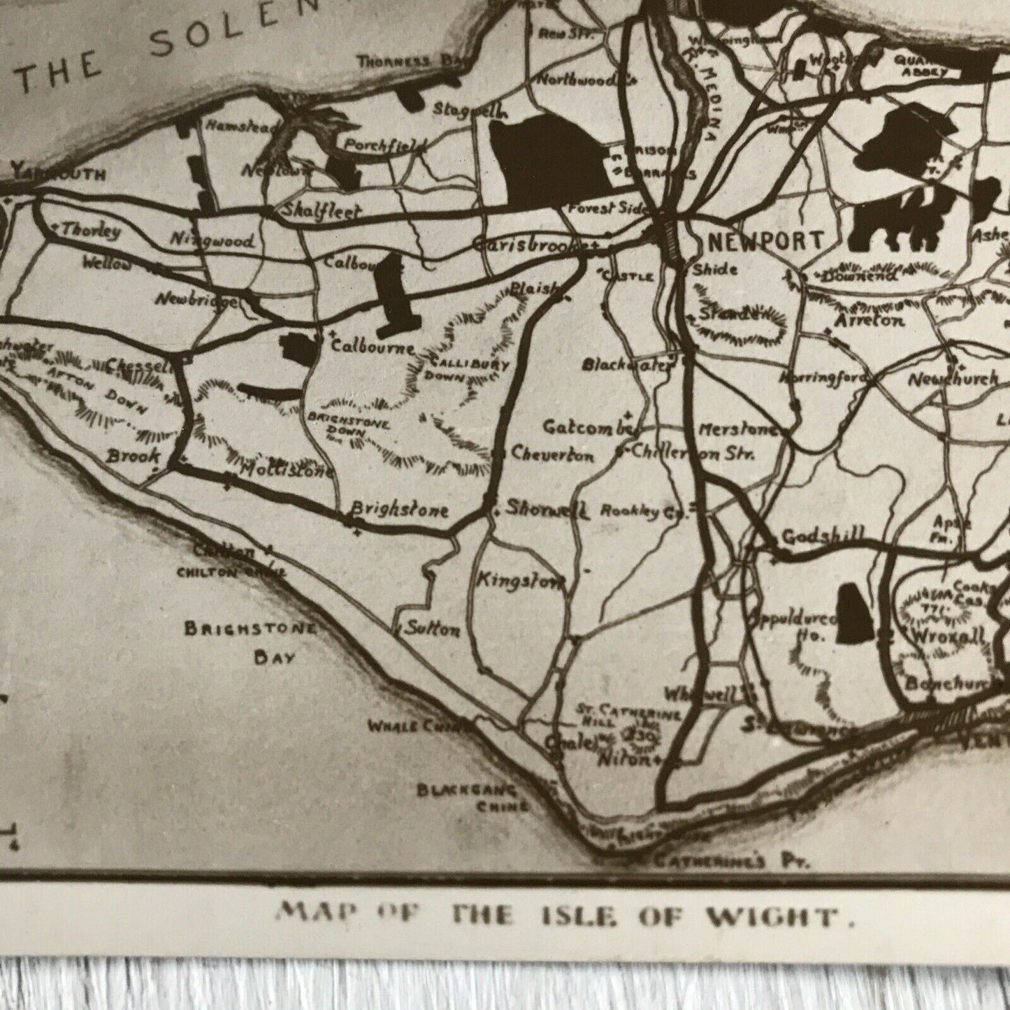 Isle Of Wight Memorabilia Vintage Postcard Map Of The Island The Solent Spithead