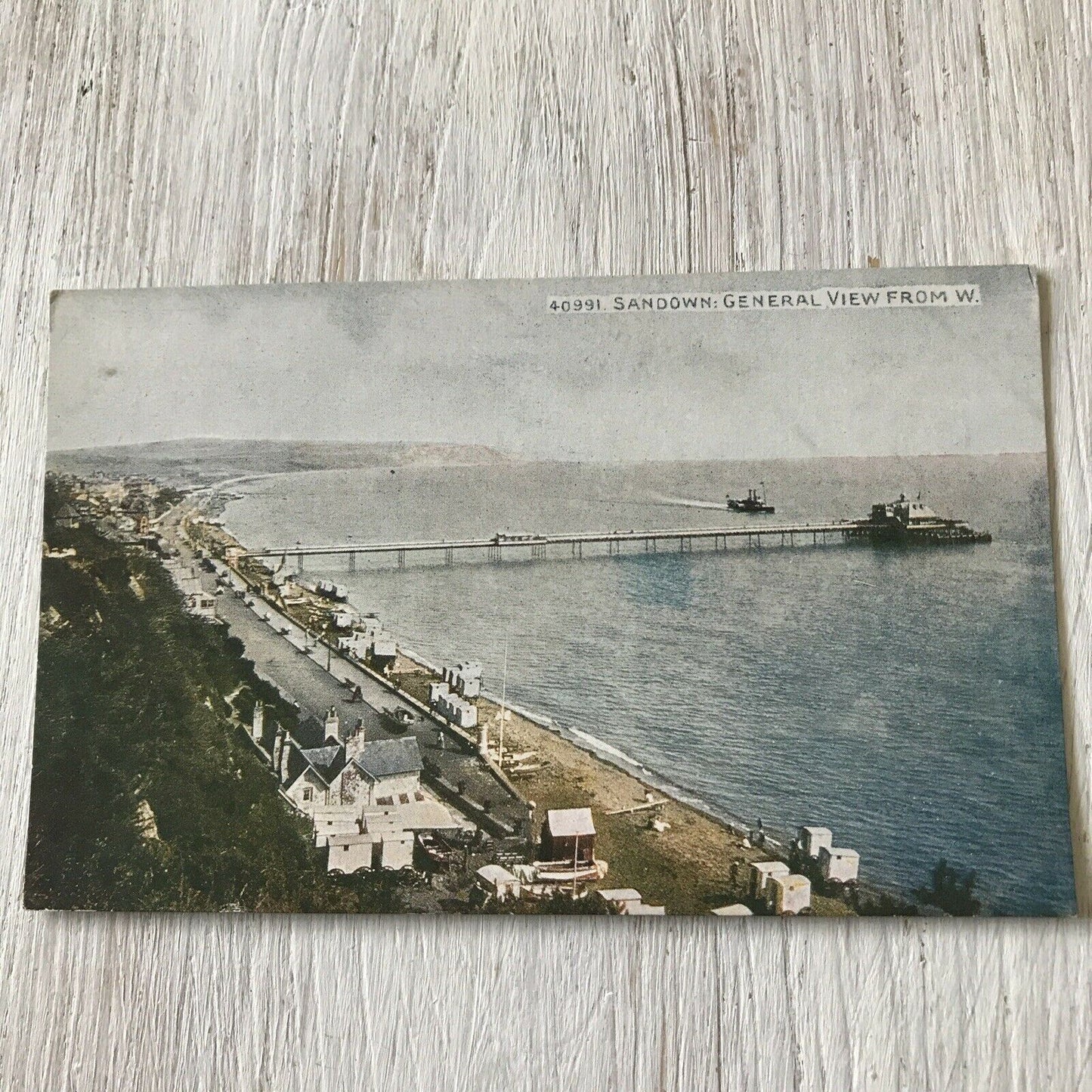 Isle Of Wight Memorabilia Vintage Postcard Sandown View Pier Sea Coastline