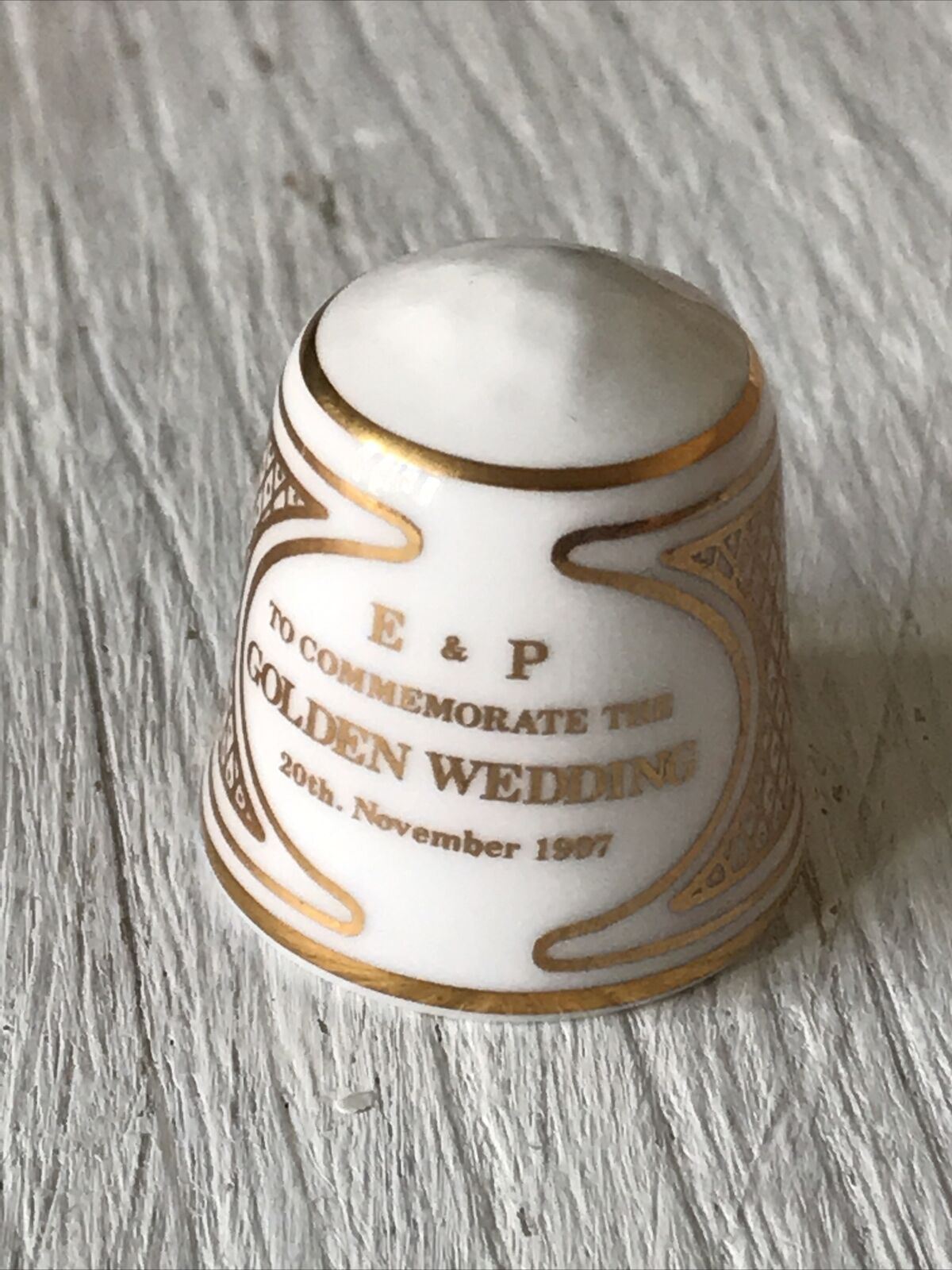 China Thimble Commemorative Queen Elizabeth Prince Phillip Golden Wedding 1997