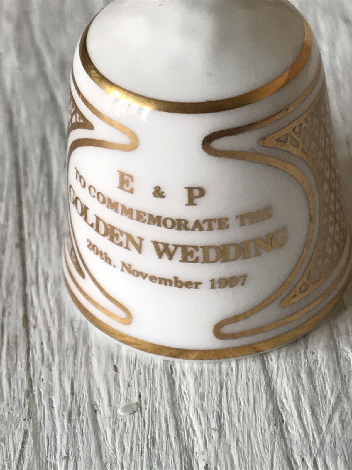 China Thimble Commemorative Queen Elizabeth Prince Phillip Golden Wedding 1997