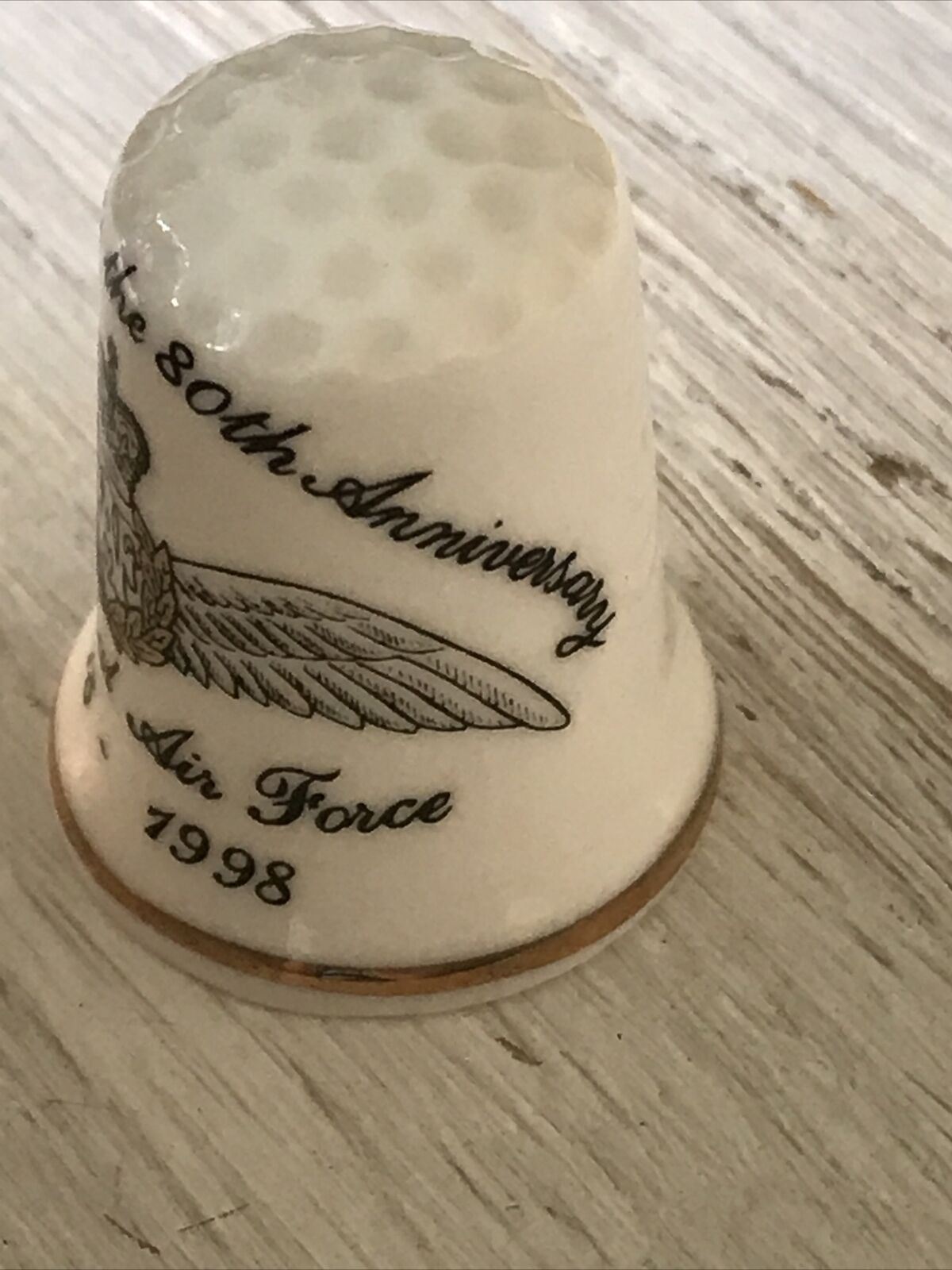 China Thimble Commemorative 80th Anniversary Royal Air Force 1918-1998