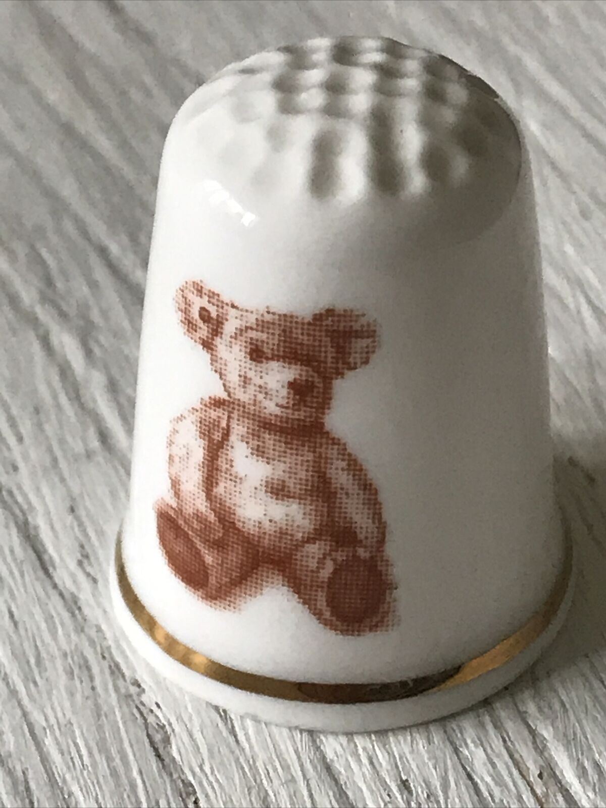 Bone China Thimble 75th Birthday Mr Fluffy Teddy Bear Limited Edition Of 750