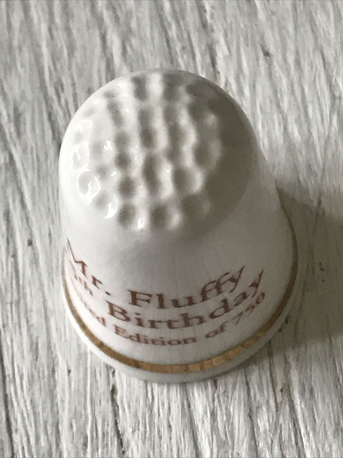 Bone China Thimble 75th Birthday Mr Fluffy Teddy Bear Limited Edition Of 750