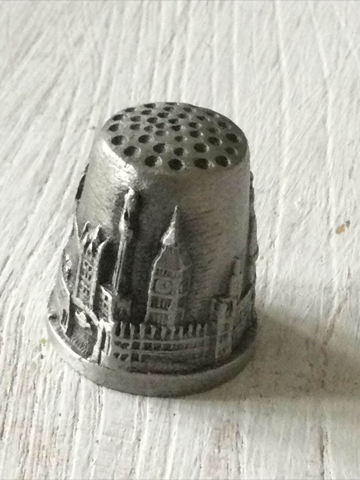 Large Pewter Thimble London Souvenir St Pauls Tower Bridge Bus Big Ben Parliament