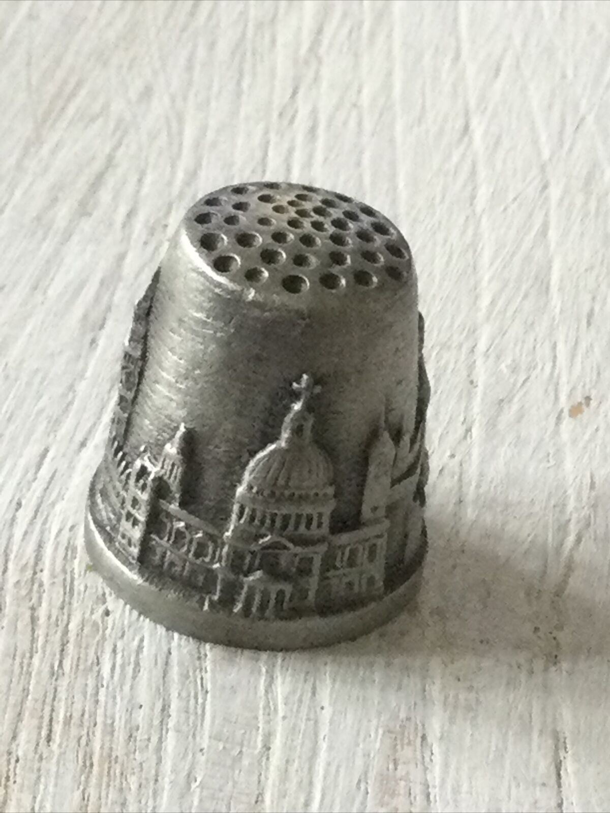 Large Pewter Thimble London Souvenir St Pauls Tower Bridge Bus Big Ben Parliament