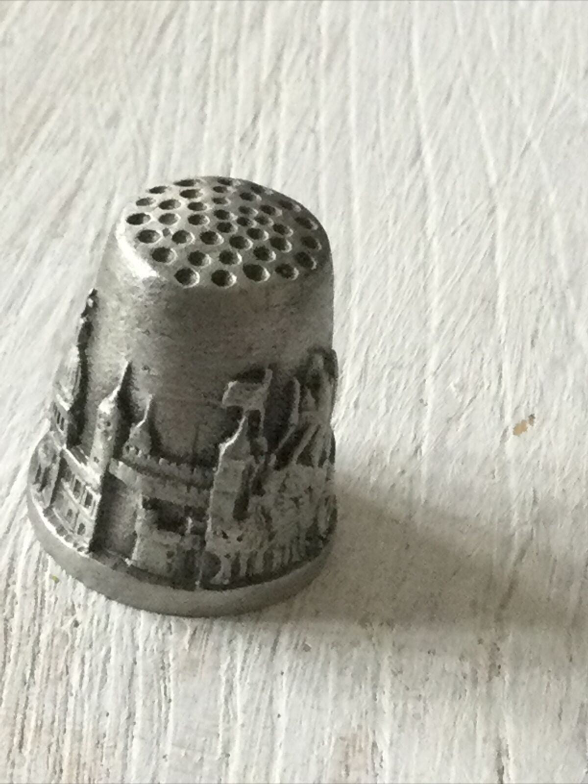 Large Pewter Thimble London Souvenir St Pauls Tower Bridge Bus Big Ben Parliament