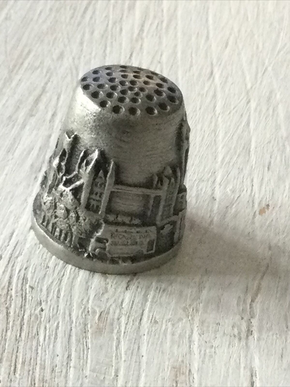 Large Pewter Thimble London Souvenir St Pauls Tower Bridge Bus Big Ben Parliament