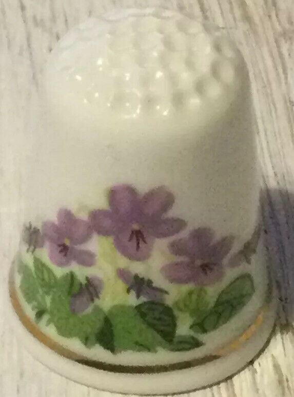 China Thimble February Sweet Violet. No Makers Stamp. Floral Pretty