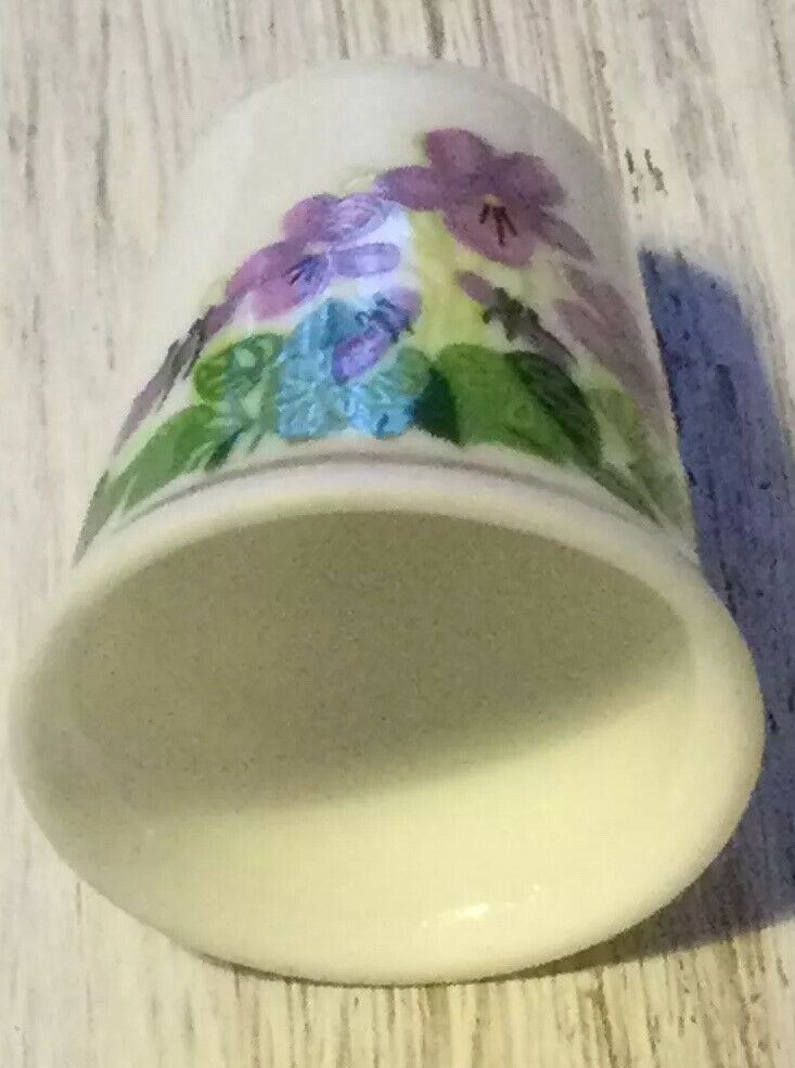 China Thimble February Sweet Violet. No Makers Stamp. Floral Pretty