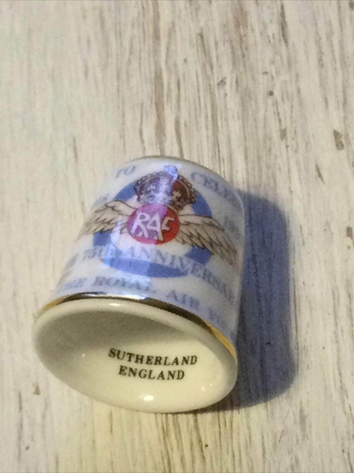 China Thimble 75th Anniversary Of Royal Air Force. Sutherland.