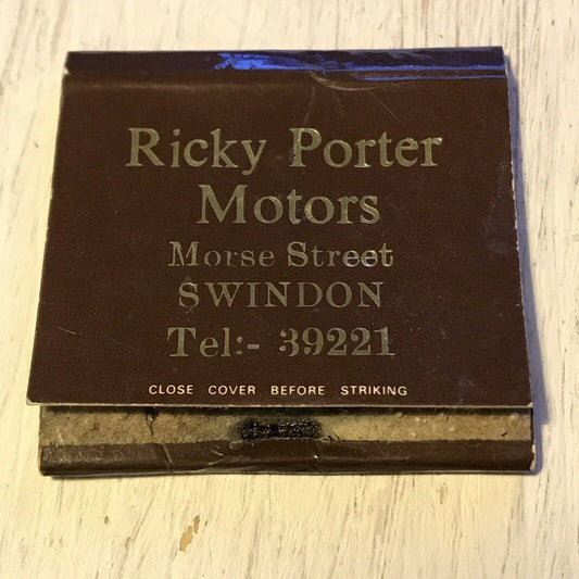 Vintage Matchbook Ricky Porter Motors Morse Street Swindon Memorabilia