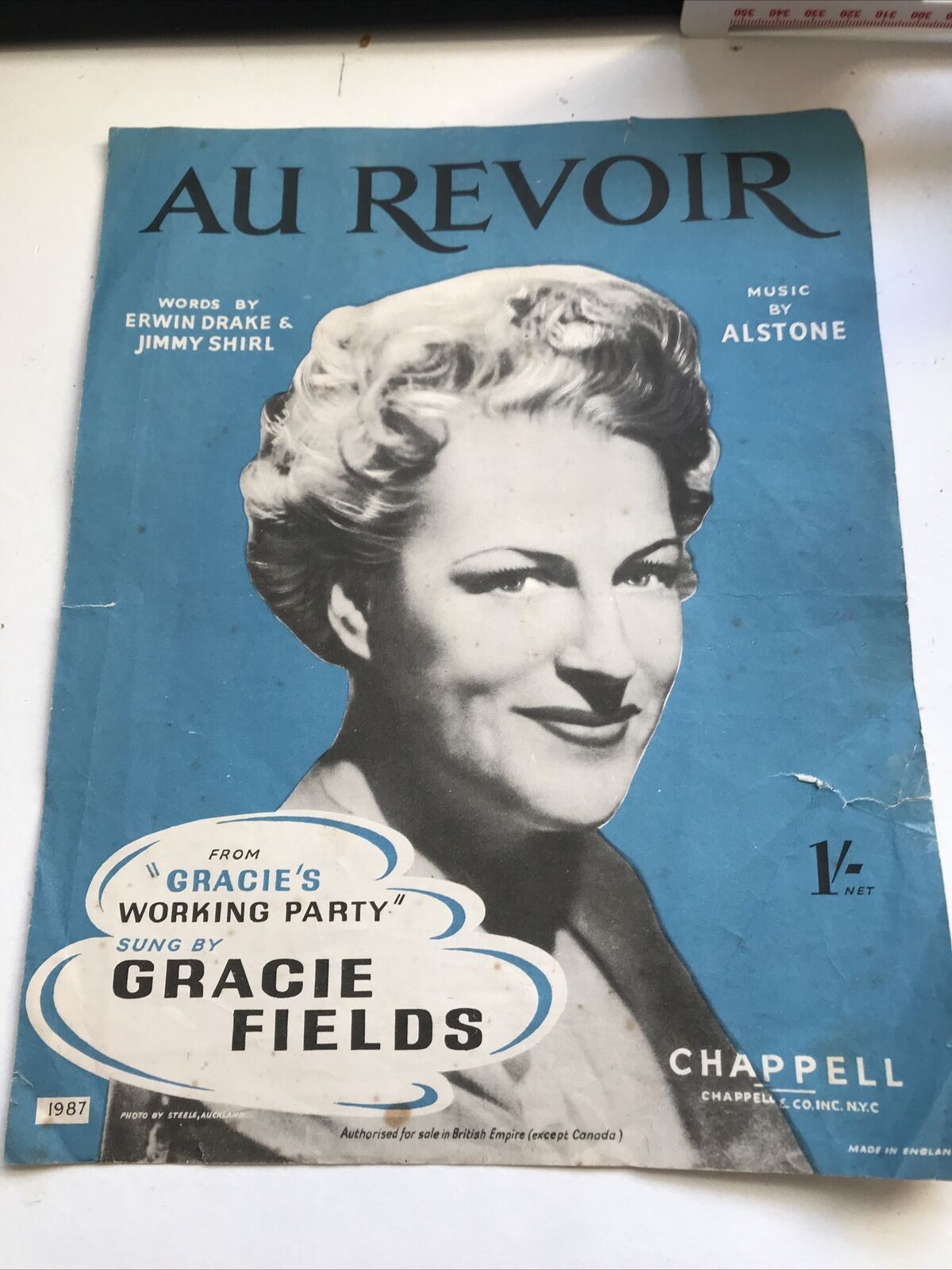 Vintage Sheet Music Gracie Fields Au Revoir Alstone Drake Shirl 1947