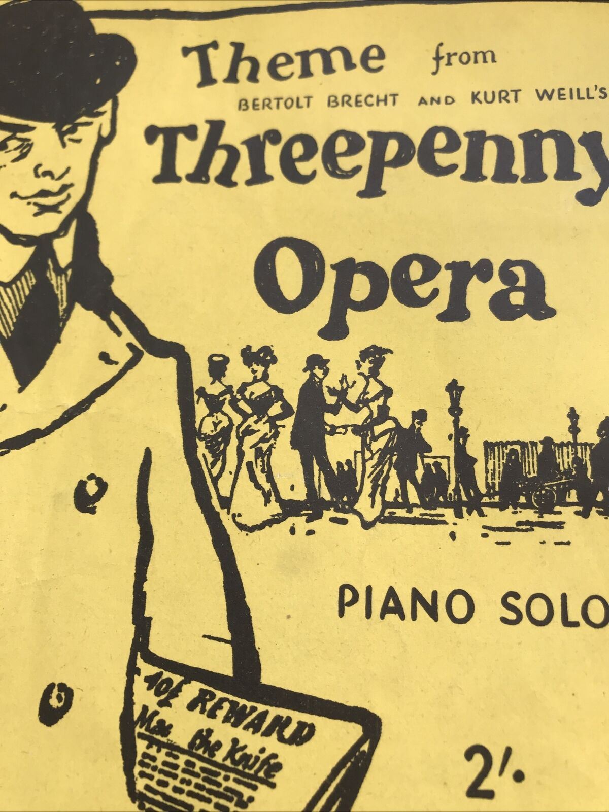 Vintage Sheet Music Theme From Threepenny Opera. Great Yellow Cover. 1928 1956