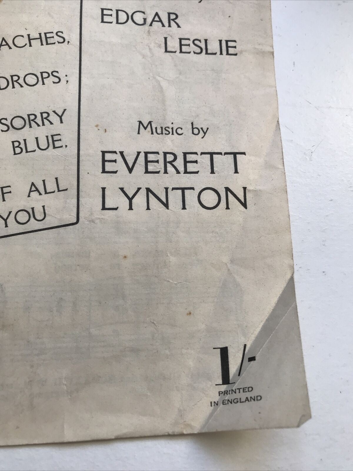Vintage Sheet Music - 'Mistakes' Frankie Froba Edgar Leslie Everett Lynton 1928 1951