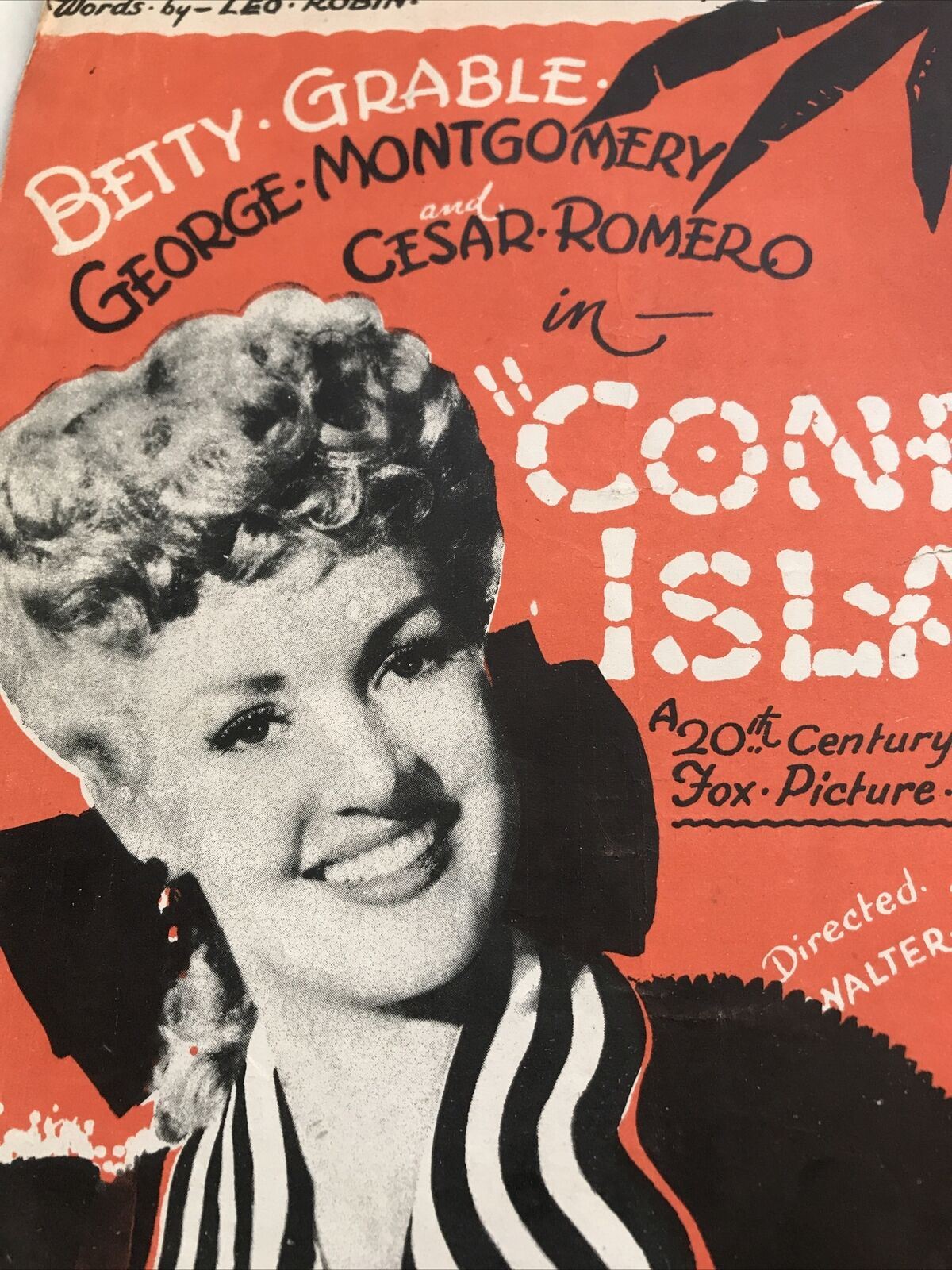 Vintage Sheet Music Betty Grable Memorabilia Coney Island Take It From There